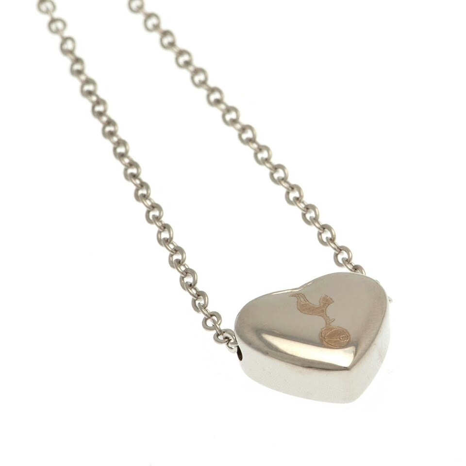 image 1 of Tottenham Hotspur FC Stainless Steel Heart Necklace & Pendant - Grey/Silver - One Size