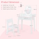 image 2 of COSTWAY Kids Vanity Set Makeup Beauty Dressing Table White