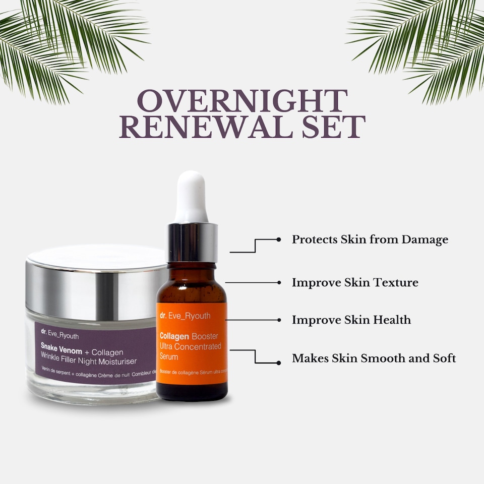 image 1 of Dr. Eve_Ryouth Snake Venom + Collagen Wrinkle Filler Night Moisturiser 50ml & Collagen Booster Ultra Concentrated Serum 15ml