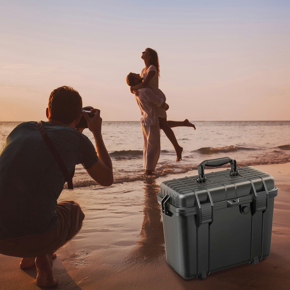 image 1 of Camera Case - hard shell, thick foam inserts, waterproof 41 x 22 x 34 cm | Black | black | L | 1