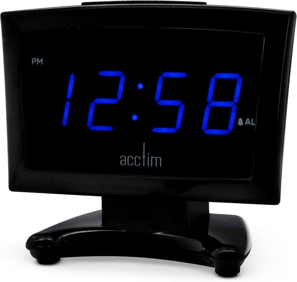 image 1 of Acctim Jenson LED Digital Alarm Clock in Black with USB-C Smart Connector Blue Display