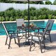 image 2 of Living and Home Tempered Glass Square Marble Outdoor Coffee Table, 80cm | Black