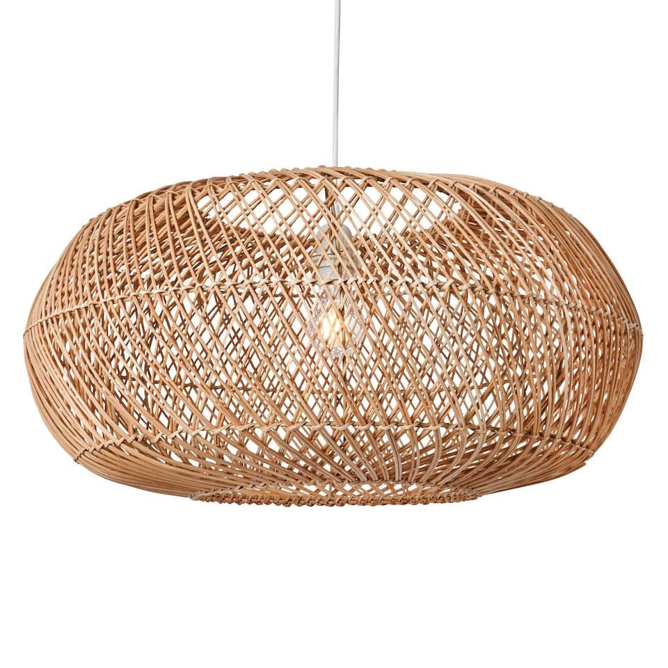 image 1 of BHS Kyle 60cm Oval Rattan Easyfit Shade, Natural | Cream | Natural | 1