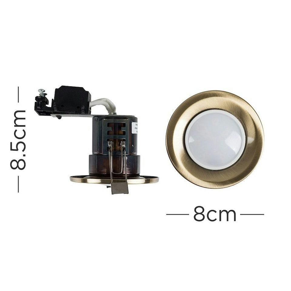 image 1 of ValueLights 10 Pack Fire Rated Antique Brass Downlights Warm White Bulbs | Gold