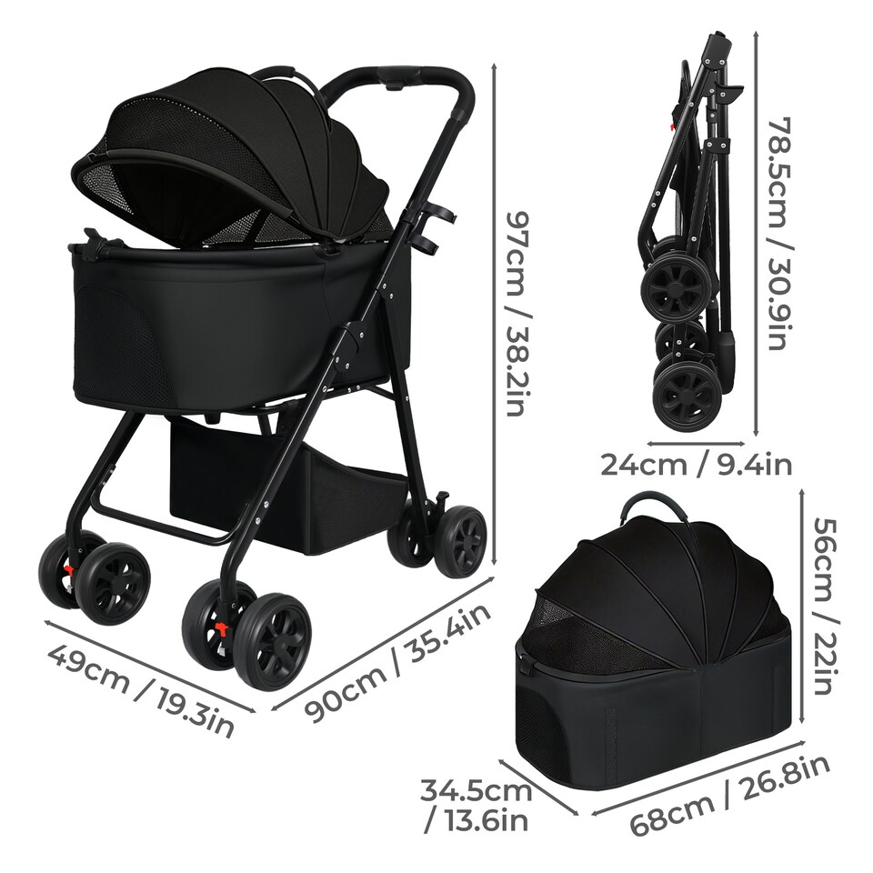 image 1 of Skylos Pet Stroller Dog Cat Puppy Pram Pushchair Travel Cart Buggy Carrier
