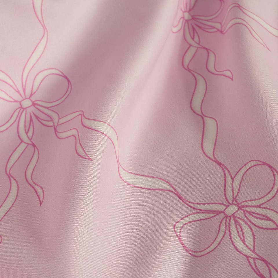 image 1 of OHS Bow Lattice Bedding Set Microfibre Reversible Duvet Cover with Pillowcase | Pink | Pink/White | Double