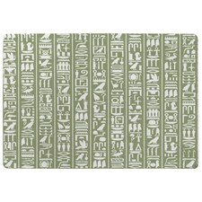 Egyptian hieroglyphic decorative background (Rug) Green | Large: 140x200cm