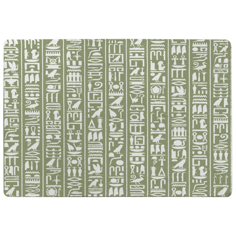 image 1 of Egyptian hieroglyphic decorative background (Rug) Green | Large: 140x200cm
