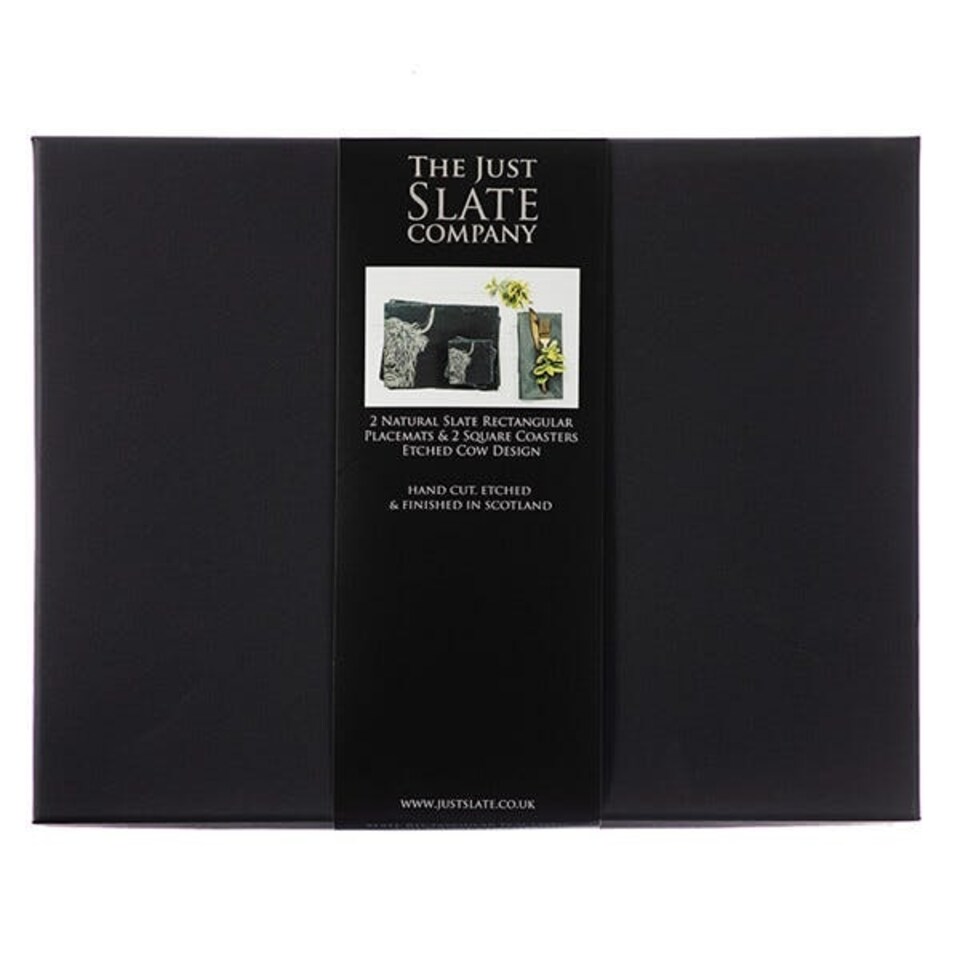 image 1 of The Just Slate Company Highland Cow Slate Coaster & Placemat Set