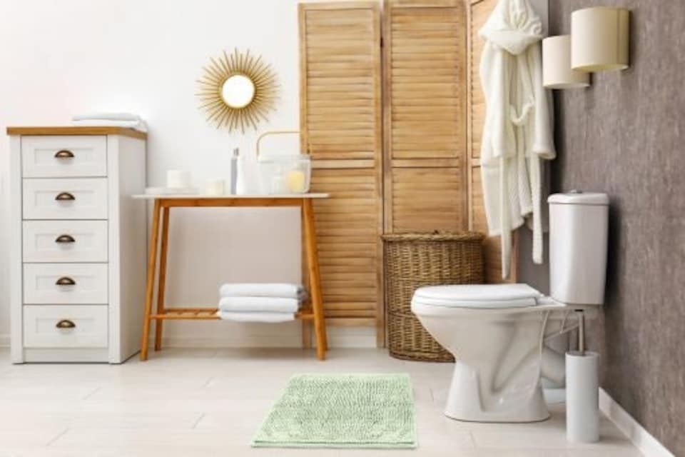 image 1 of Marlow Collection Soft Touch Non-Slip Bathroom Rug in Sage Green (45cm x 75cm)
