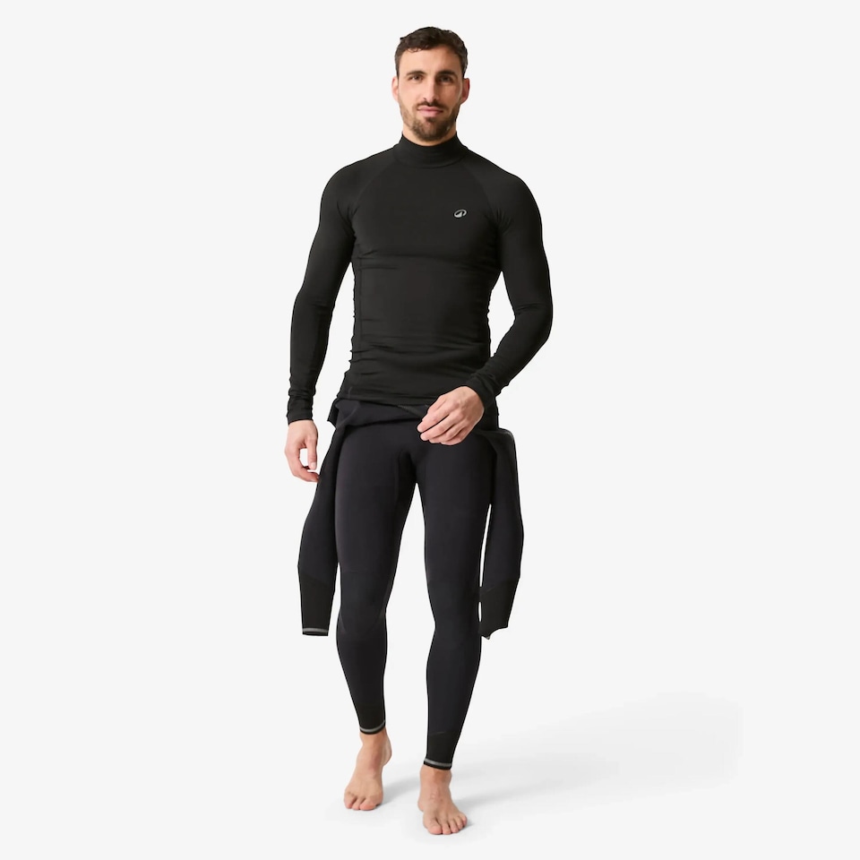 image 1 of Decathlon Men’s Long Sleeve Fleece Top Surf 900 - Black