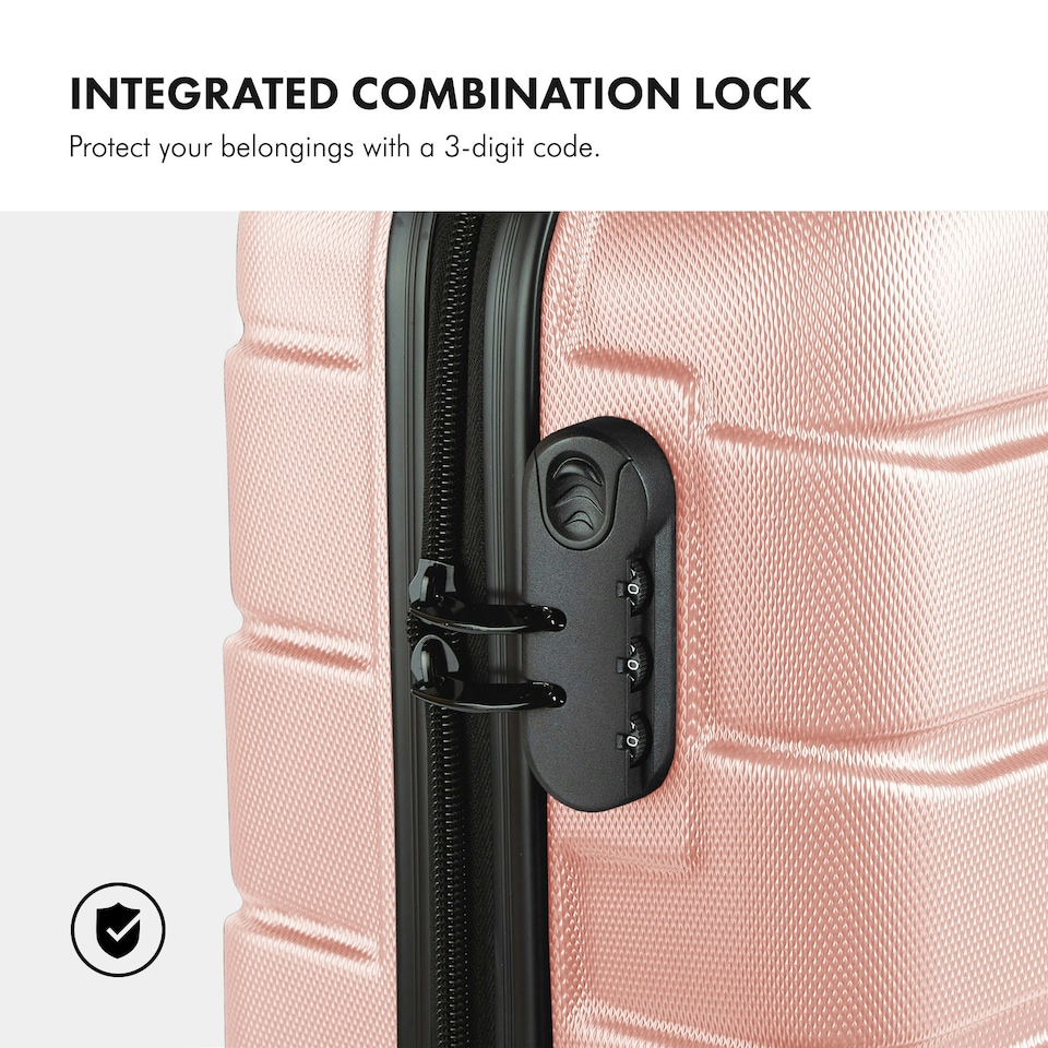 image 1 of VonHaus 3pc Pink Luggage Set, 360° Silent Spinner Wheels Pink