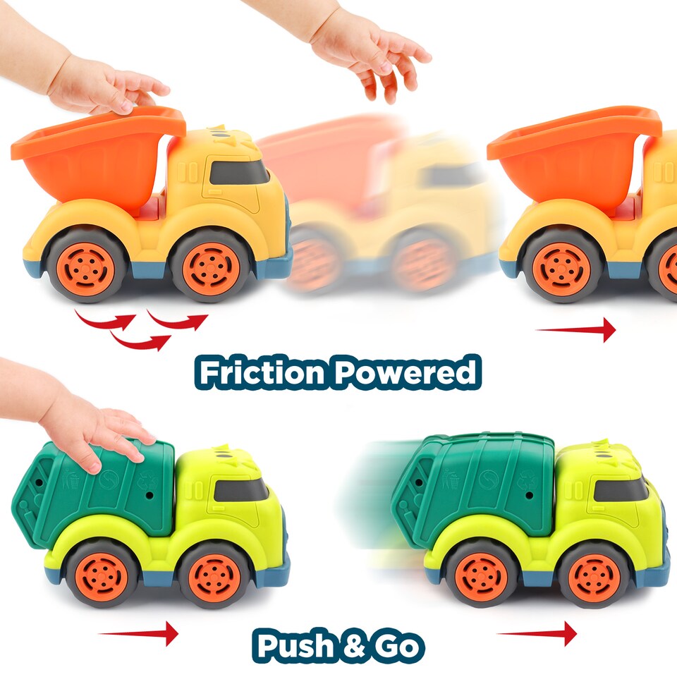 image 1 of Friction Powered Push & Go Truck Set – Pack of 4