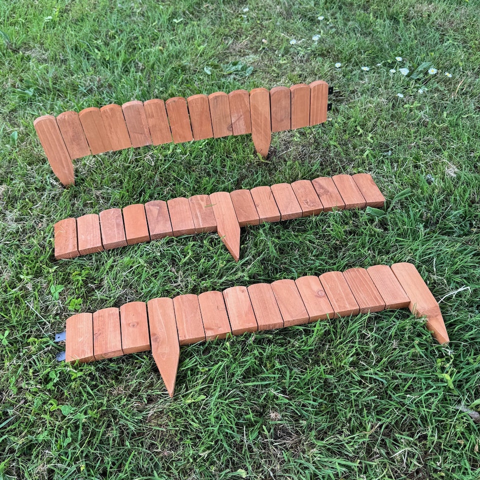 image 1 of Wooden Log Roll Style Garden Lawn Edging (70cm x 10cm) - 3 Panels