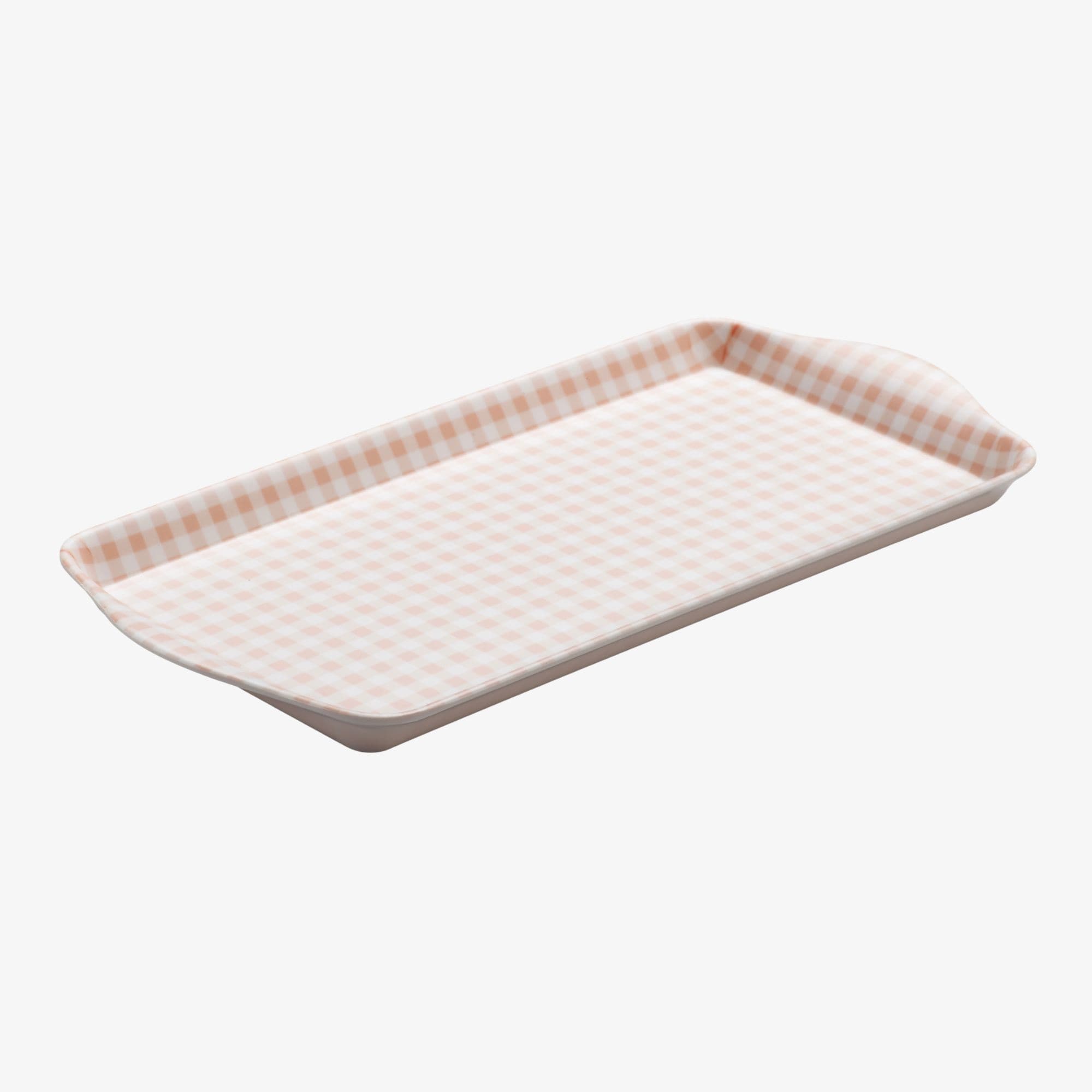 Zeal Melamine Sandwich Serving Tray, Gingham Pattern, 25 x 13cm, Rose Pink