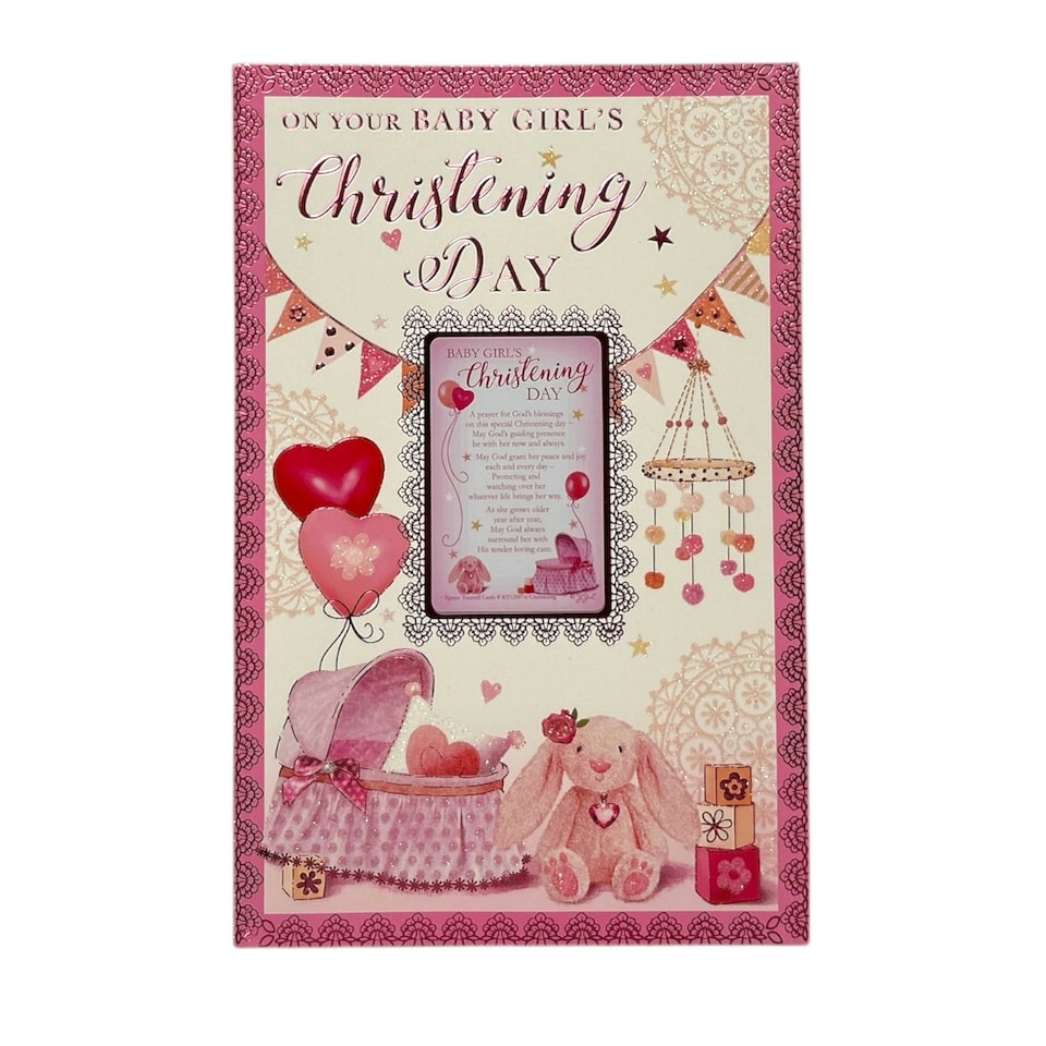 image 1 of On Your Baby Girl's Christening Day Keepsake Treasures Greeting Card