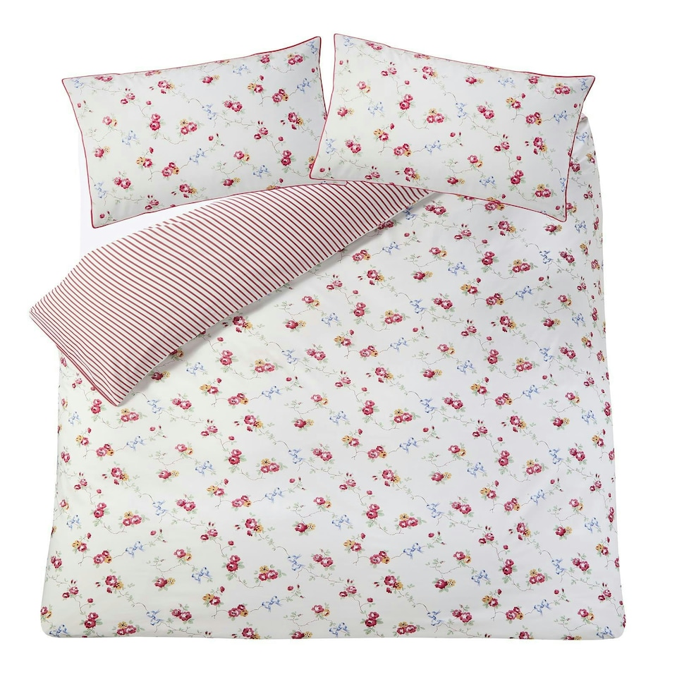 image 1 of Cath Kidston Rose and Bows Duvet Cover Set - Multi Red | King