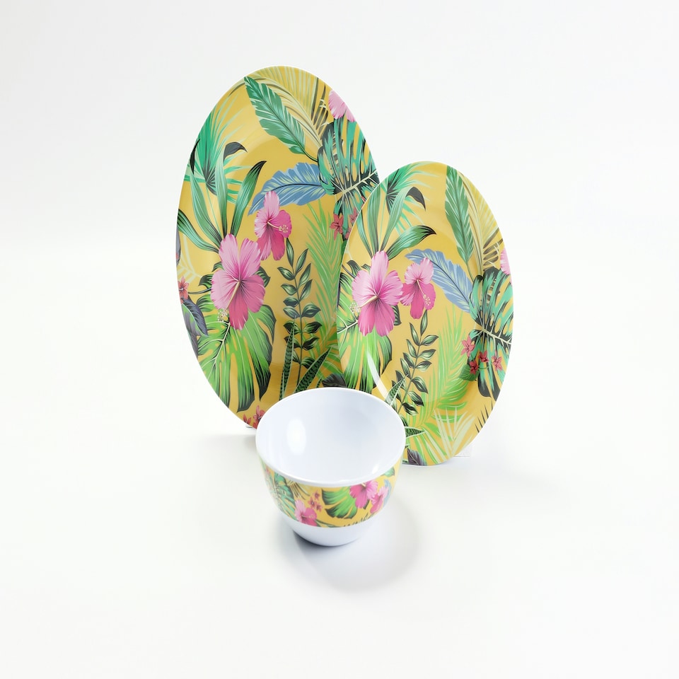12pc Hawaiian Melamine Dinner Set
