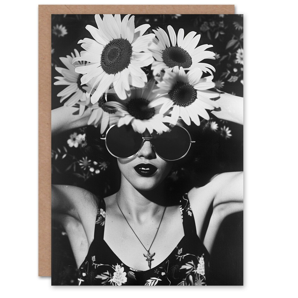 image 1 of Flower Crown Lady Spring Daisy Fashion Woman Her Birthday Card