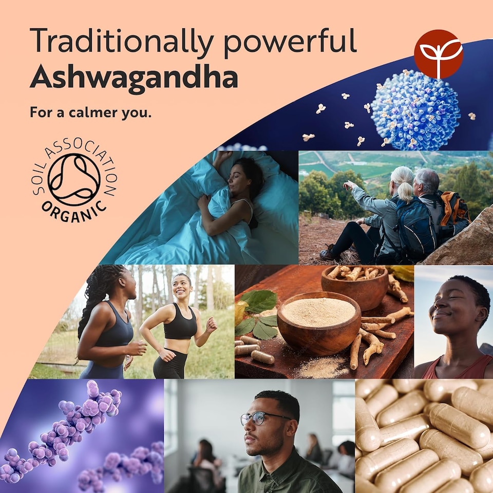 image 1 of Nutravita Organic Ashwagandha KSM-66 with 5pct Withanolides - Highest Concentration Most Bioavailable Full-Spectrum Root Powder - 60 Vegan Capsules