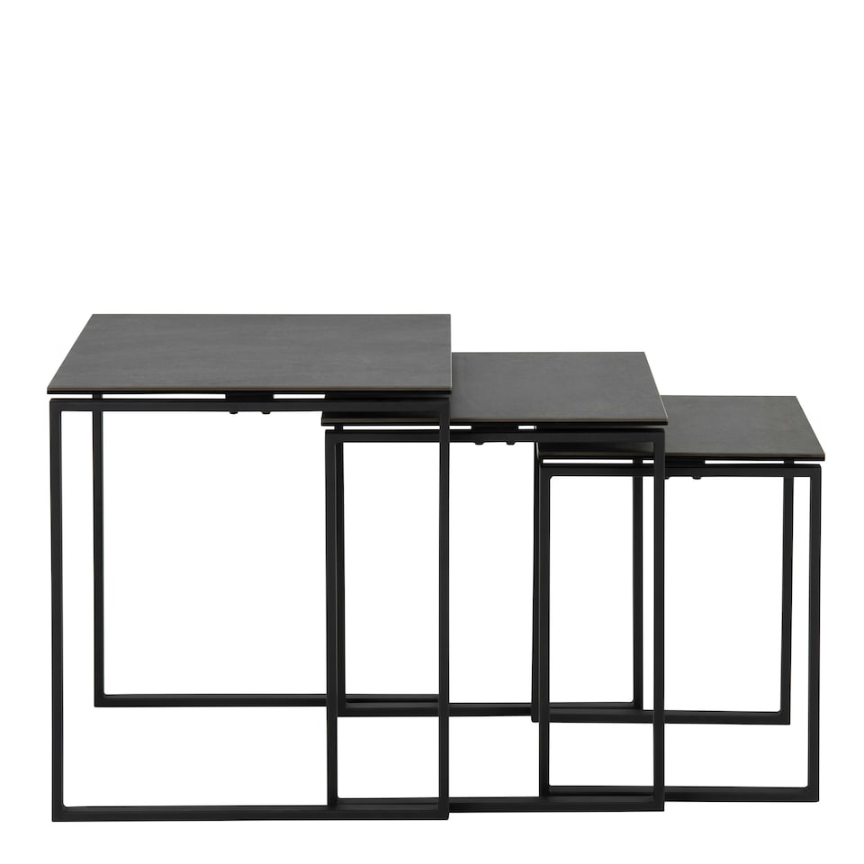 image 1 of Katrine Ceramic Nest of Tables in Black Set of 3