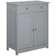 image 1 of kleankin Bathroom Floor Storage Cabinet w/ 2 Drawers Door Cupboard Grey