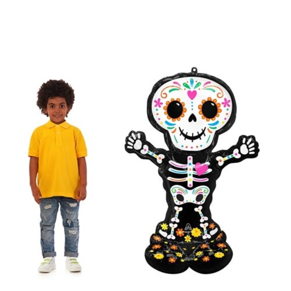 image 1 of Halloween Standing Skeleton Airloonz Air Fill Giant Foil Balloon 132cm / 52 in