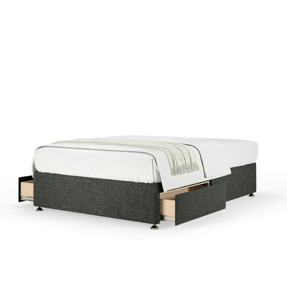 image 1 of Neptune Spring Charcoal Linen 2 Drawer Divan Set Small Single