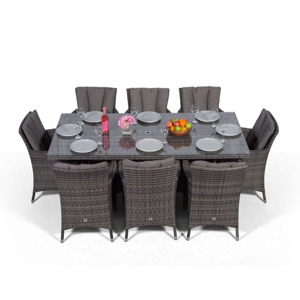 image 1 of Savannah Rectangular 8 Seater Rattan Patio Dining Set | Grey | Grey