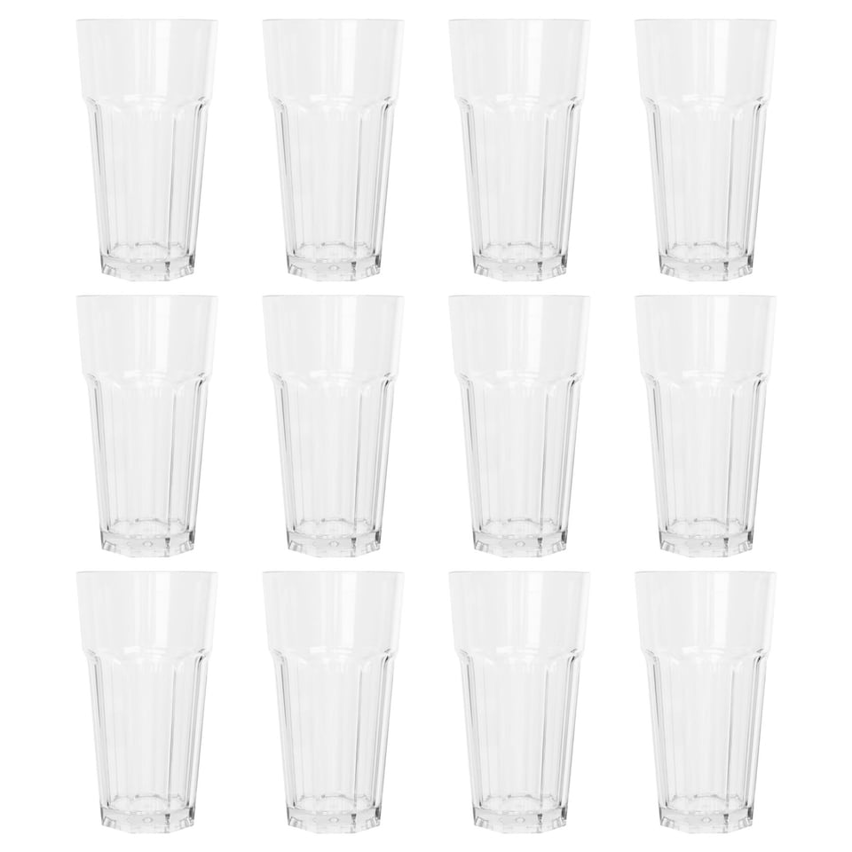image 1 of Argon Tableware 580ml Plastic Highball Glasses - Set of 12 - Clear Reusable Cocktail Champagne Fizz Cola Tumbler Drinking Cups | Clear | Clear | One Size | 12