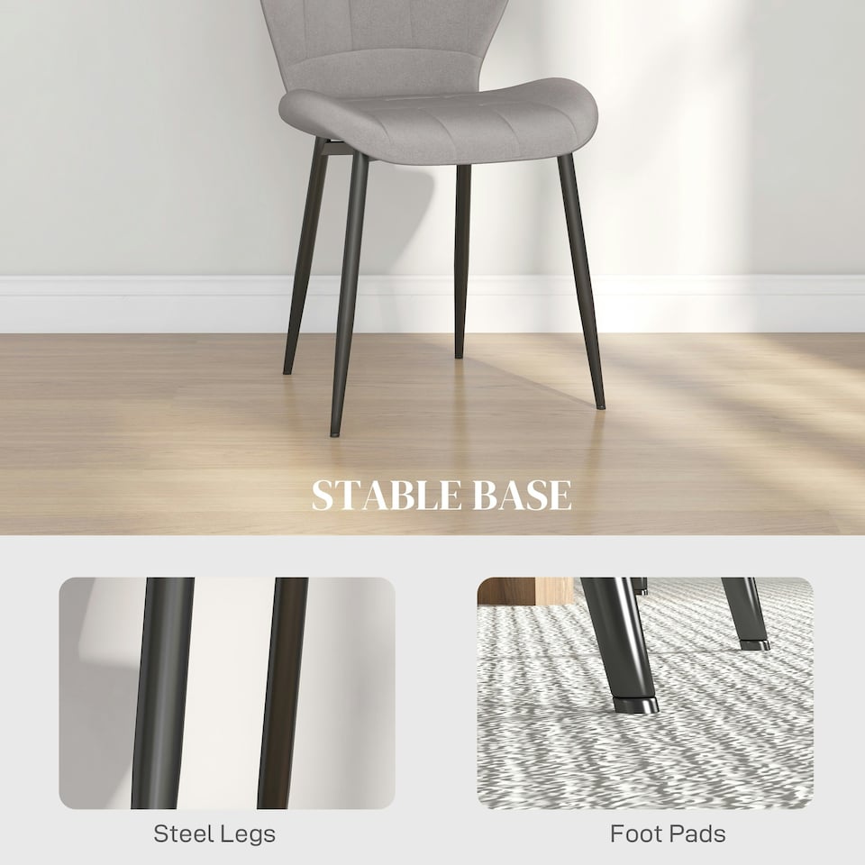 image 1 of HOMCOM Modern Style Kitchen Chairs Set of 4 with Flannel Upholstered