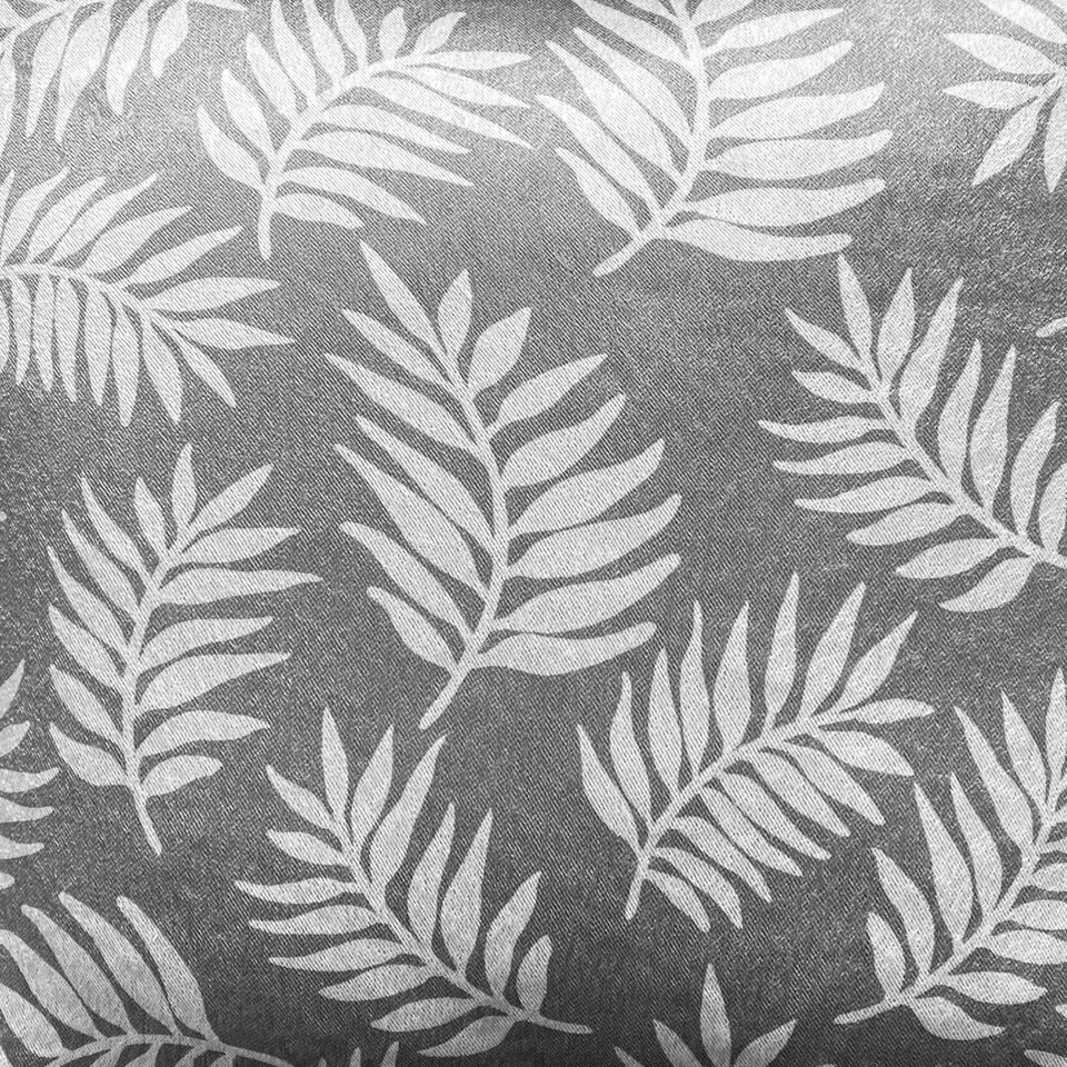 image 1 of Oakland Grey Leaf Pattern, Thermal, Room Darkening Pair of Curtains with Eyelet Top - 90 x 90 inch (229x229cm)