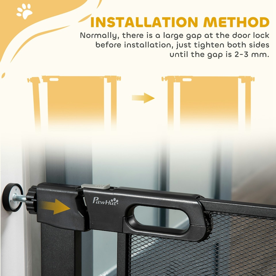 image 1 of PawHut Pressure Fit Safety Gate for Stairs w/ Auto Close 75-82 cm - Black