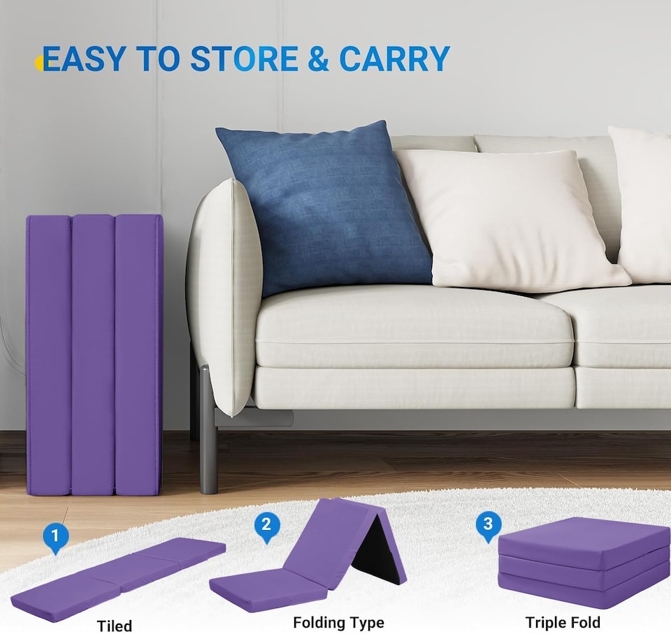 image 1 of Tri Fold Fold Out Z Bed Futon Sofa Chair Mattress