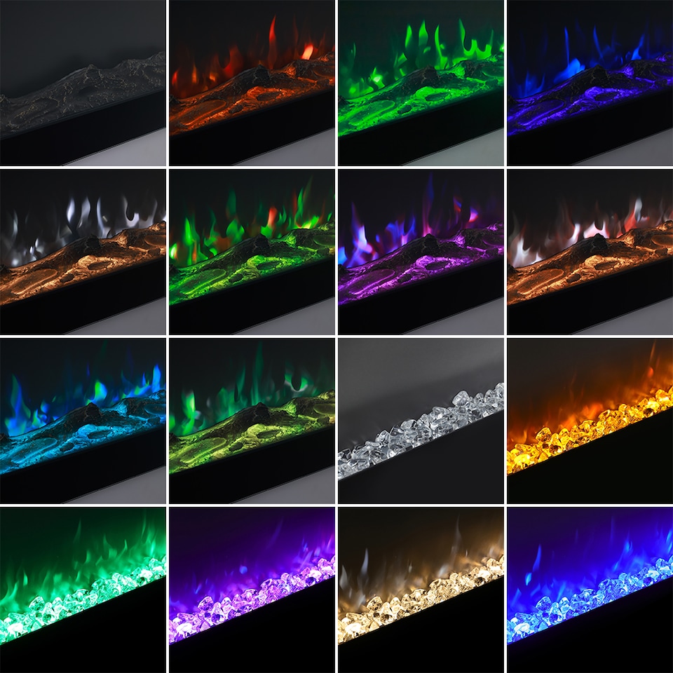 image 1 of Living and Home 50 Inch Modern Electric Fireplace - Wall Mounted/Freestanding, with Remote Control, 1800W