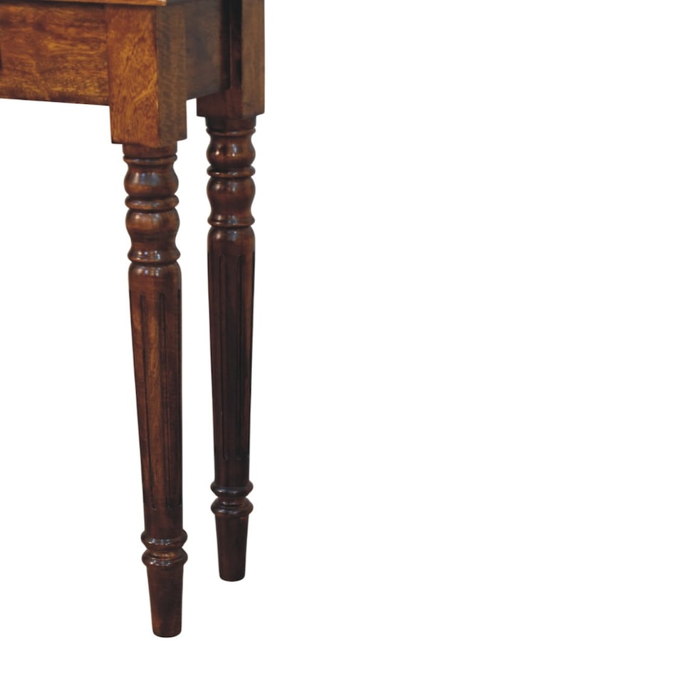 image 1 of Artisan Furniture Solid Wood Turned Legs 1 Drawer Chestnut Console, Brown