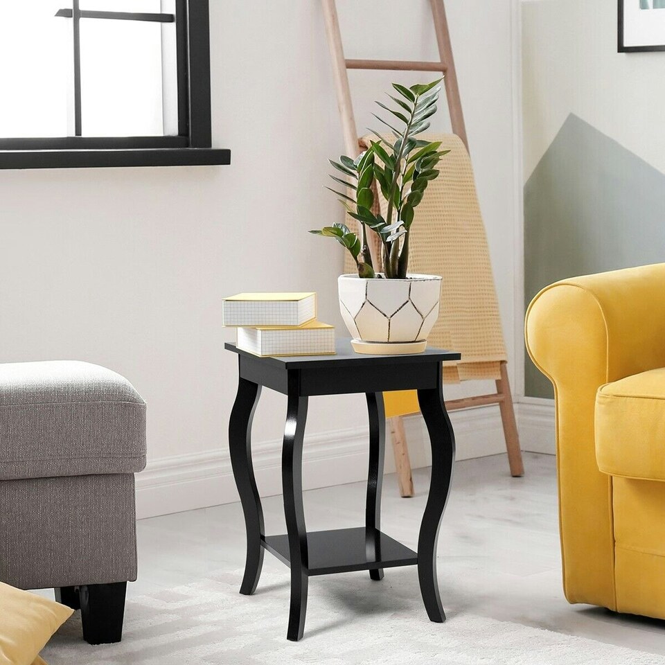 image 1 of COSTWAY Set of 2 End Table Living Room Sofa Side Table Black Black