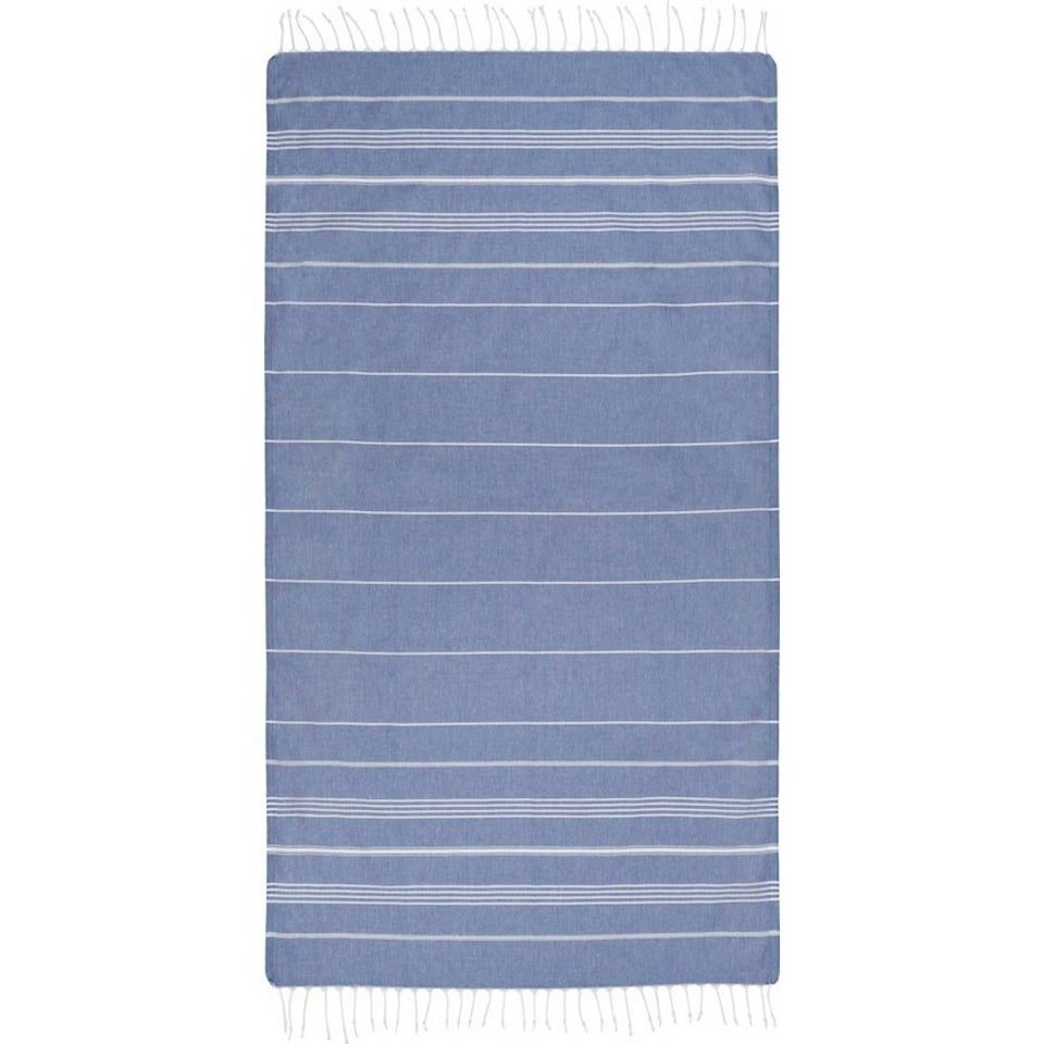 image 1 of Anna Hammam Striped Cotton Beach Towel - Navy - One Size