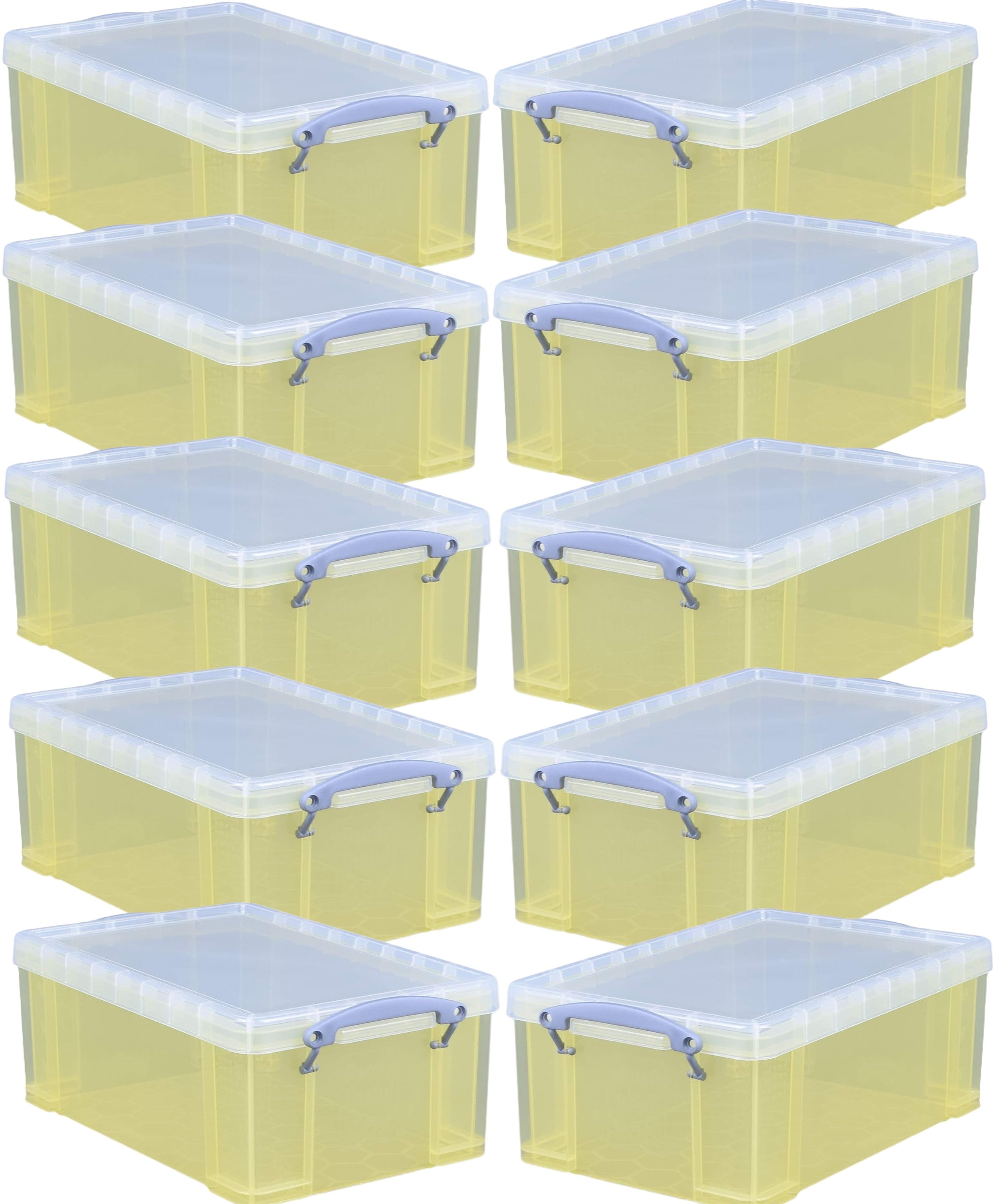 Really Useful Plastic Storage Box 9 Litre Transparent Yellow Pack of 10