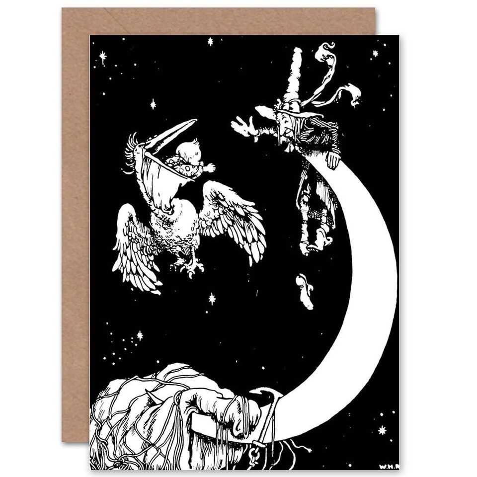 image 1 of Lubin Moon Heath Robinson Pelican Baby New Baby Card