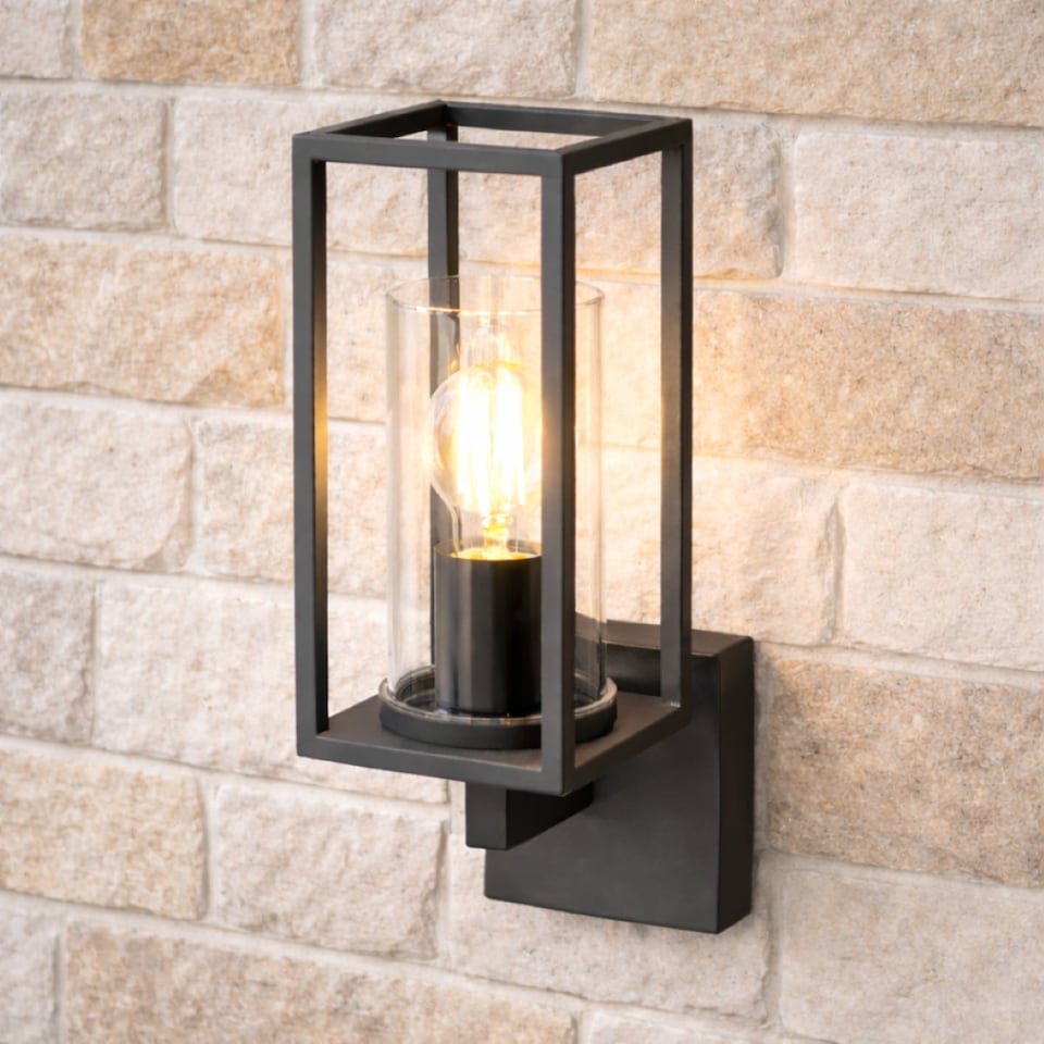 image 1 of CGC CHLOE Up Black E27 Outdoor Wall Lantern Light Clear Diffuser IP54