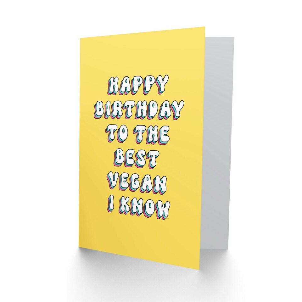 image 1 of Best Vegan Know Bright Retro Fun Woman Her Birthday Card