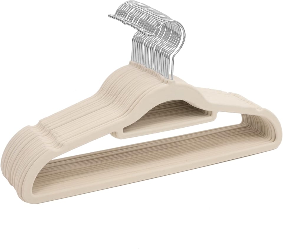 image 1 of Sasha Morel 20-Pack Pink Velvet Coat Hangers, Non-Slip Space-Saving Clothes Hangers