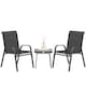 image 1 of Outsunny Garden Bistro Set, 3 Piece Garden Furniture Set with Stackable Armchairs and SPC Board Coffee Table, Bistro Table and Chairs with Texteline Seats for Balcony, Porch, Black