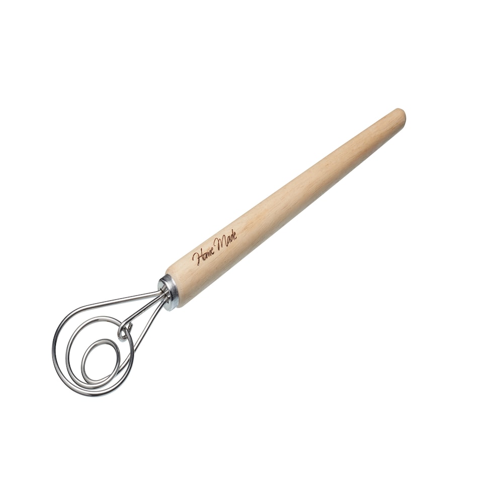 image 1 of KitchenCraft Dough Whisk Wood Stainless Steel 36cm