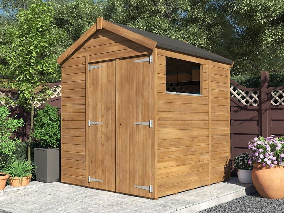 image 1 of Dunster House Wooden Shed 1.8 x 1.8m (6' x 6') 15mm Walls Pressure Treated Outdoor Garden Storage Window Apex Overlord Modular