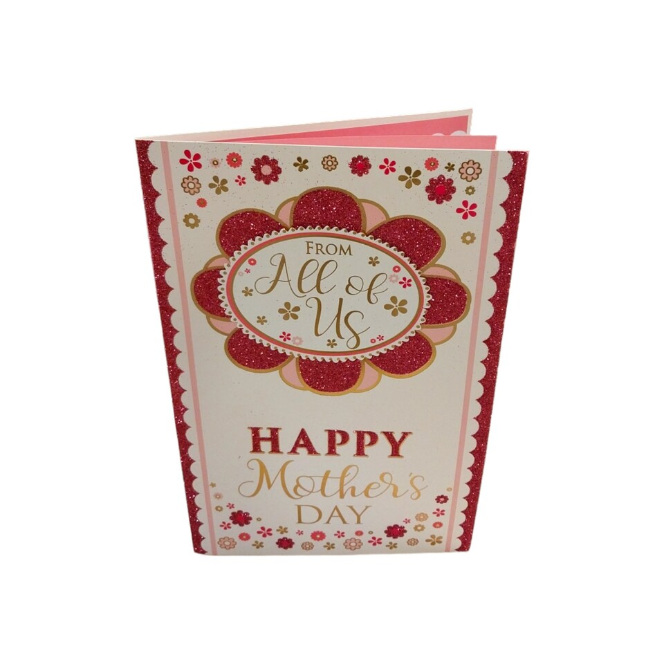 image 1 of From All of Us Glitter Flower Design Mother's Day Card