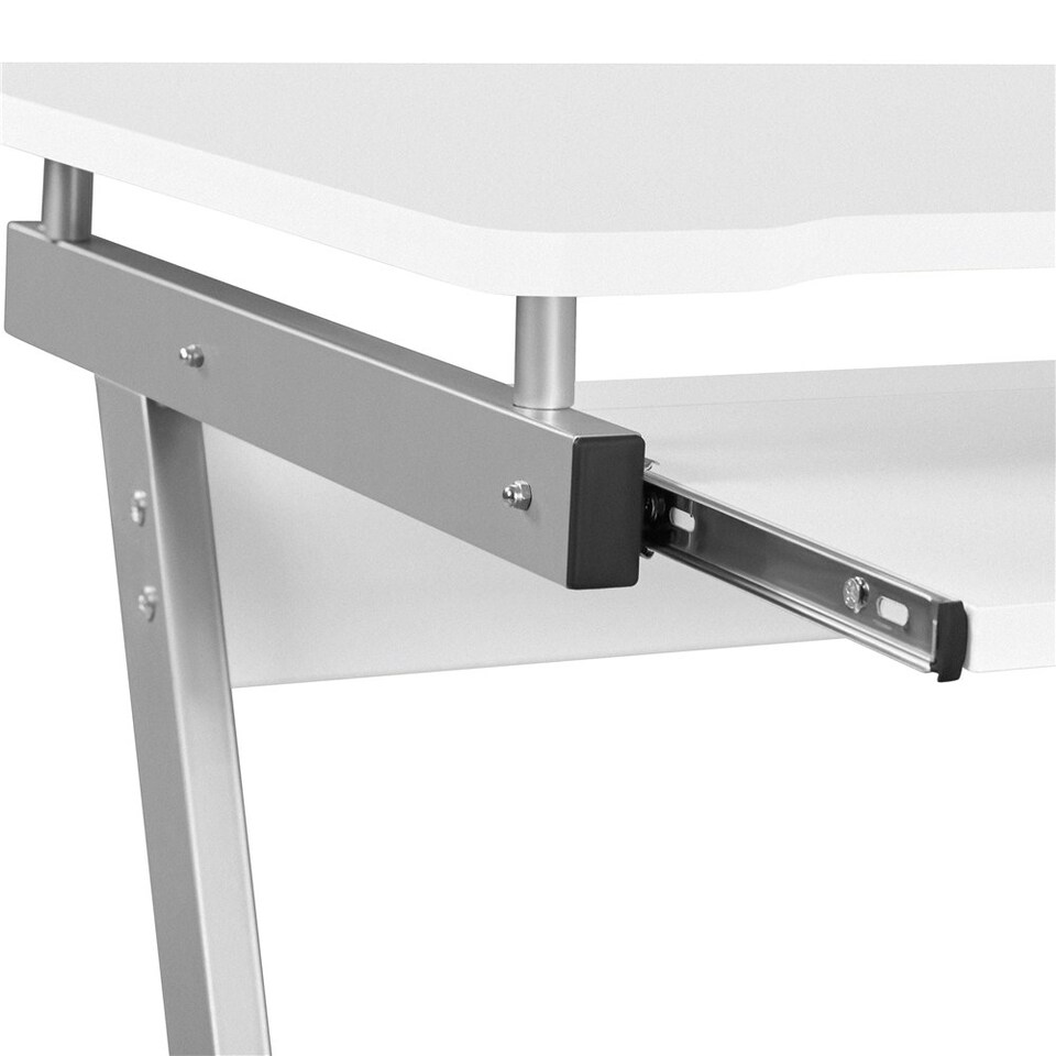 image 1 of Yaheetech Z-Shaped Computer Desk | White