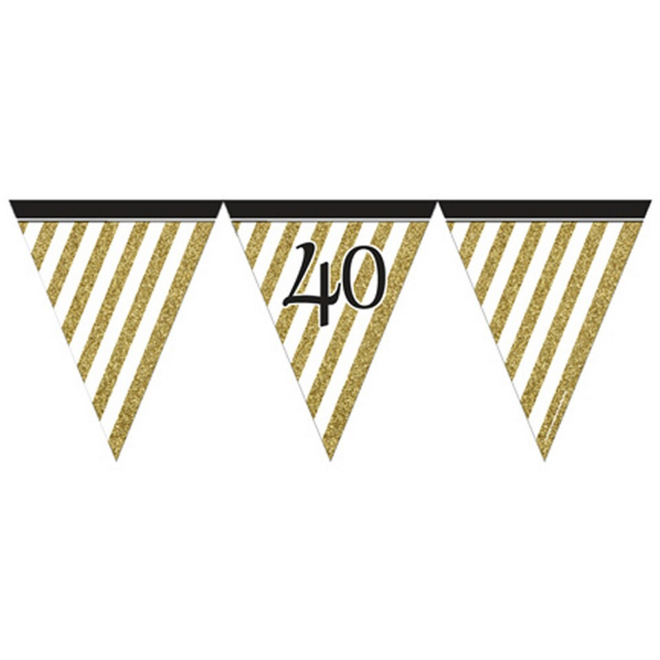 image 1 of Creative Party Black And Gold Milestone Paper Flag Bunting - Black/Gold - 40