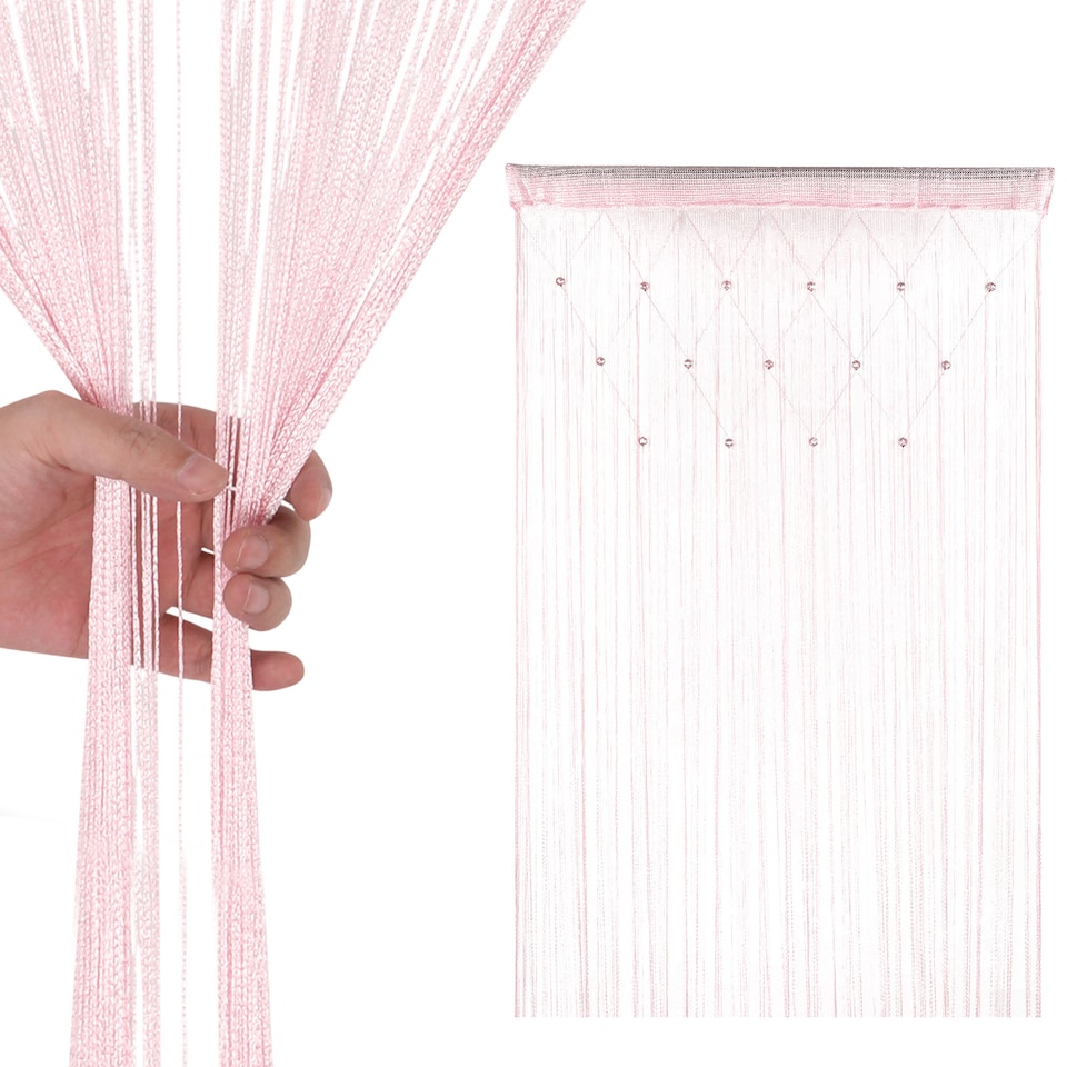image 1 of Polyester Glitter Beaded String Curtain Panel - 200x100cm
